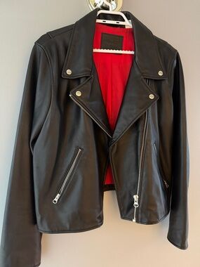 Levi’s Leather Moto Jacket with Red Lining